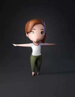 faça uma mulher de 35 anos de idade chibi com roupas de guia porém de