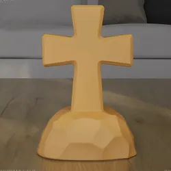 Home Decorations & Ornaments STL Descărcare - Standing Cross on Rock Base 3D Model STL - HIve