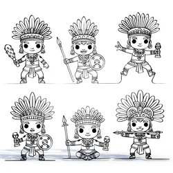 Home Decorations & Ornaments STL Download - Mayan and Aztec Warriors Line Art Tribal Warrior Wall Decorby 1xMerch
