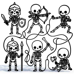 Home Decorations & Ornaments STL Download - Skeleton Warriors Kawaii Line Art Packby 1xMerch