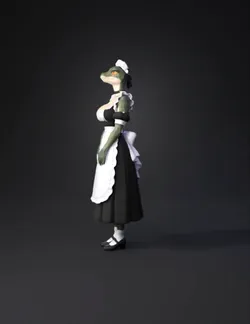 lizard maid character with Victorian maid outfit green reptilian skin