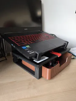 Double Laptop Stand with Drawer Organiser - Remix for Larger Laptops