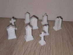 Accesorios de cementerio con lápidas de piedra - Modelo de impresión 3D gratuito