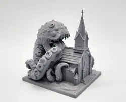 Cosmic Horror eating a Church Miniature