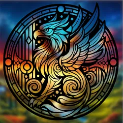 Griffin 2D stained glass art