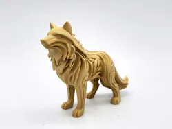 Wood-Carved Wolf Sculpture