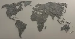 World map with elevation