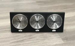 Multi Time Zone Clock Housing with Labels — Holds Three 90mm Insert / Fit-Up Clocks