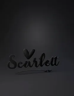 Scarlett script logo with heart accent black lettering