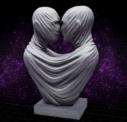 Veiled Embrace – Abstract Couple 3D Sculpture