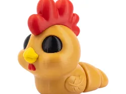 FlexiSlugs Rooster - Flexi Articulated Chibi Slug STL