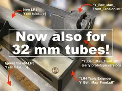 Now for 32mm tubes - [unofficial] LowRider v4 DIY CNC - for use with Unistrut / Superstrut / metal strut - table extenders, rail clips, and rail placement jig v1.0