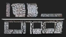 Rock wall modules of an old house - scan