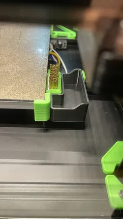 Voron 2.4 nozzle brush purge bucket with bed plate stop