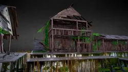 Abandon Wooden Swamp House Scene