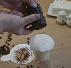 chocolate powder dispenser for coffee stencil