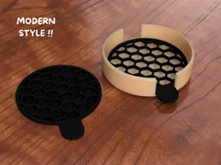 Mordern Honeycomb Coaster with Holder – Functional & Stylish!