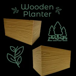 Rectangular Planter with Stylish Wood Texture