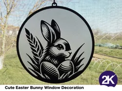 Cute Easter Bunny Window / Wall decoration, easy to print
