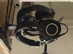 Double Under Desk Headphone Hook with Cable Holder