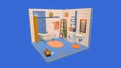 Cozy blue bathroom