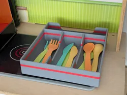 Kids Toy Kitchen Cutlery Box for Fork Knife and Spoon