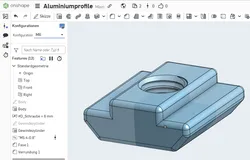 Nutenstein für Nut 8mm mit gedrucktem M6 Gewinde / T-slot Nut, 8mm Slot, With a Printed M6 Thread