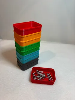 Small parts stacking organizing containers no supports
