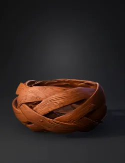 braided wooden ring with interwoven strips brown wood texture circul