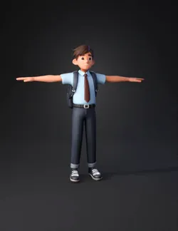 Create a high quality game ready 3D character of an elementary school