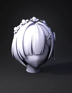 Create a highly accurate anime hairstyle 3D model based on the provide