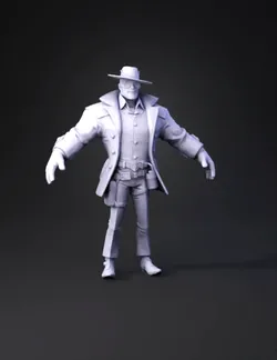detective character with trench coat fedora gloves and utility belt