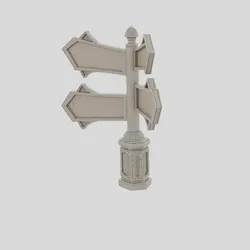 Fantasy Wooden Market Signpost for 3D print