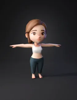 faça uma mulher de 35 anos de idade chibi com roupas de guia porém de
