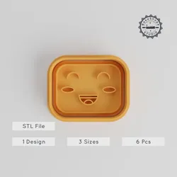 Kawaii Face Cookie Cutter & Stamp Set, Cute Emoticon Shapes, 6-Piece Kit, Fondant & Baking, S/M/L Sizes