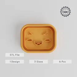 Kawaii Face Cookie Cutter & Stamp Set, Cute Emoticon Shapes for Fondant, 6 Pieces, S/M/L Sizes