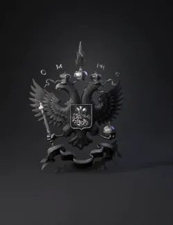 two headed imperial eagle emblem with crowns scepter orb and centra