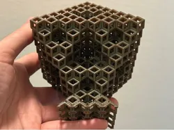 Wireframe Rhombic Dodecahedral Sierpiński Octahedron Fractal Structure - Level 3