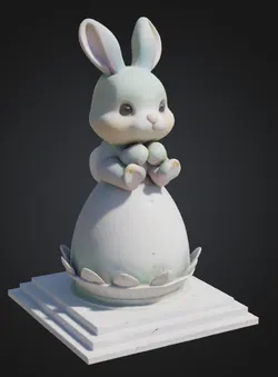 Cute easter bunny sat on an egg