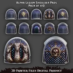 Space Marines Alpha Legion Shoulder Pads (Pre-supported)