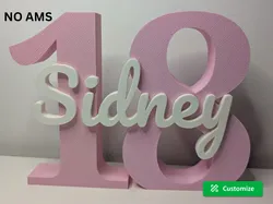Soporte Personalizado para Nombre y Número - Letrero de Cumpleaños / Fecha - Modelo de impresión 3D gratuito