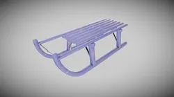 Blue Wooden Sled Low Poly PBR