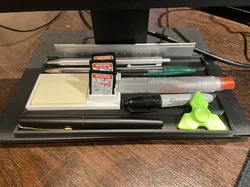 Flat Pen Organiser - W/ Embeded Compartment For Simple Desk Organizer by FabianVeile