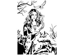 Wolf Maiden stencil