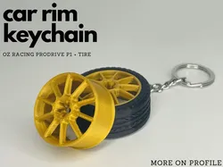 car rim and tire kechain - OZ racing prodrive P1