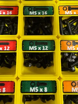 Gridfinity Bin Labels Multicolor Panhead M2, M2.5, M3, M4, M5, M6, M8, M10, M12, M14, M16, M18, M20