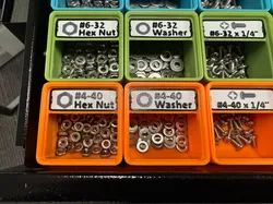 Gridfinity Bin Labels Multicolor UNC Flat Washers #4-40 #6-32 #8-32 #10-24