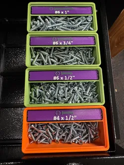 Gridfinity Bin Labels Multicolor UNC Phillips Flathead Wood Screws #4 #6 #8 #10 #12