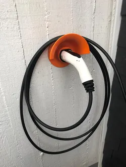 Electric car IEC 62196 Type 2 plug and cable holder