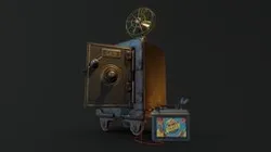An old safe box with a ventilator